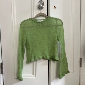 Zara sheer knit cropped long sleeve